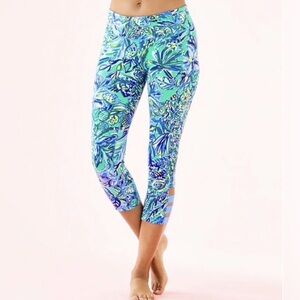 Lilly Pulitzer Weekender Leggings Small Bennet Blue Sneak a Beak EUC